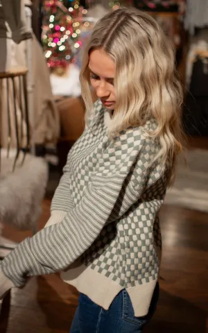 Minty Fresh Checkered Sweater