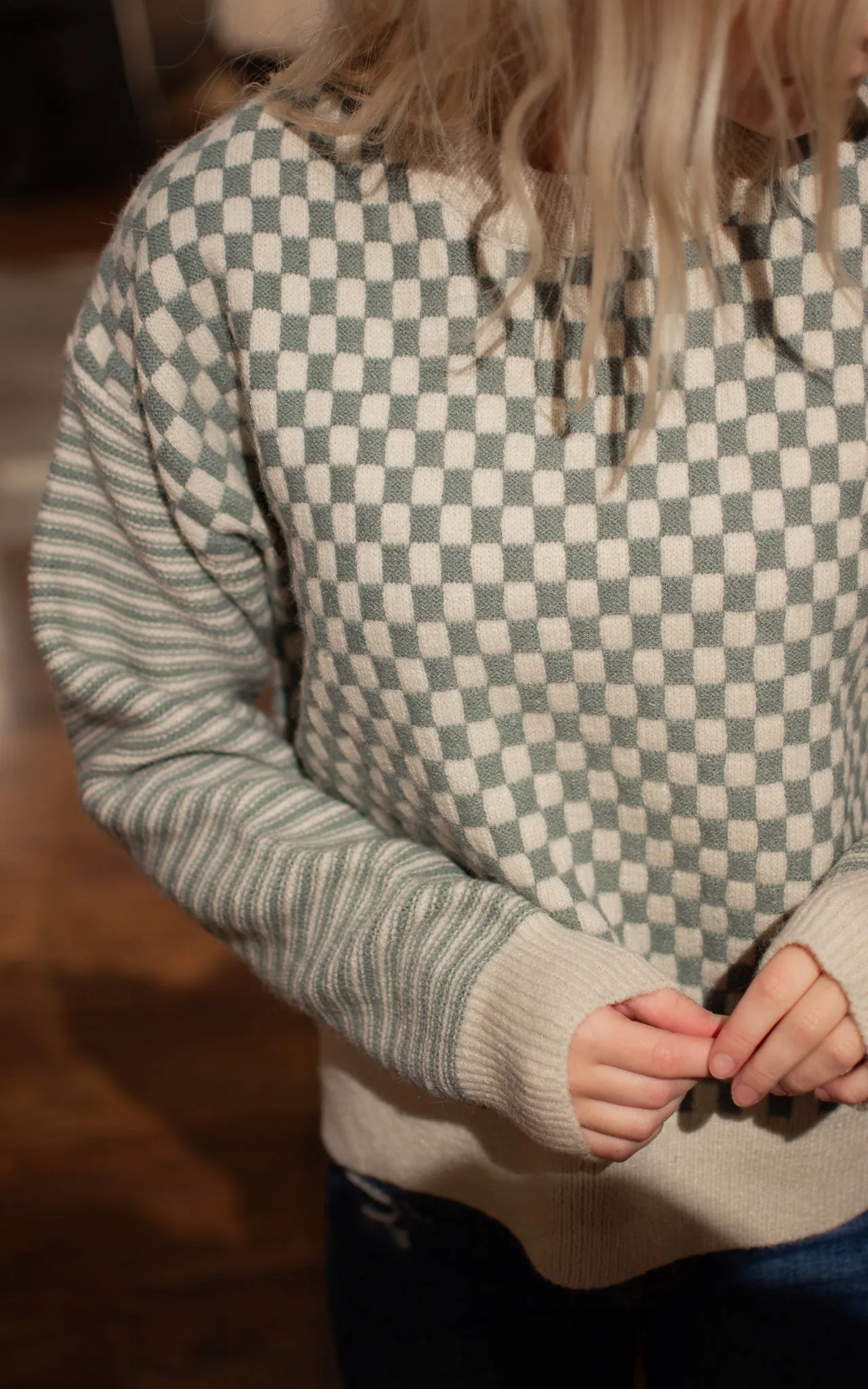 Minty Fresh Checkered Sweater