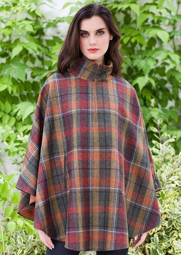 Mucros Half Zip Poncho | Rust Check