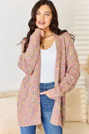 Multicolor Open Front Knit Cardigan