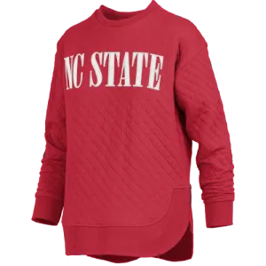 NC State Wolfpack Women's Red Pasadena Rounded Bottom Quilted Crewneck