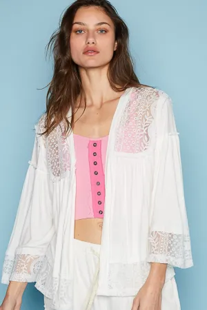 Open Front Lace Detail Cardigan