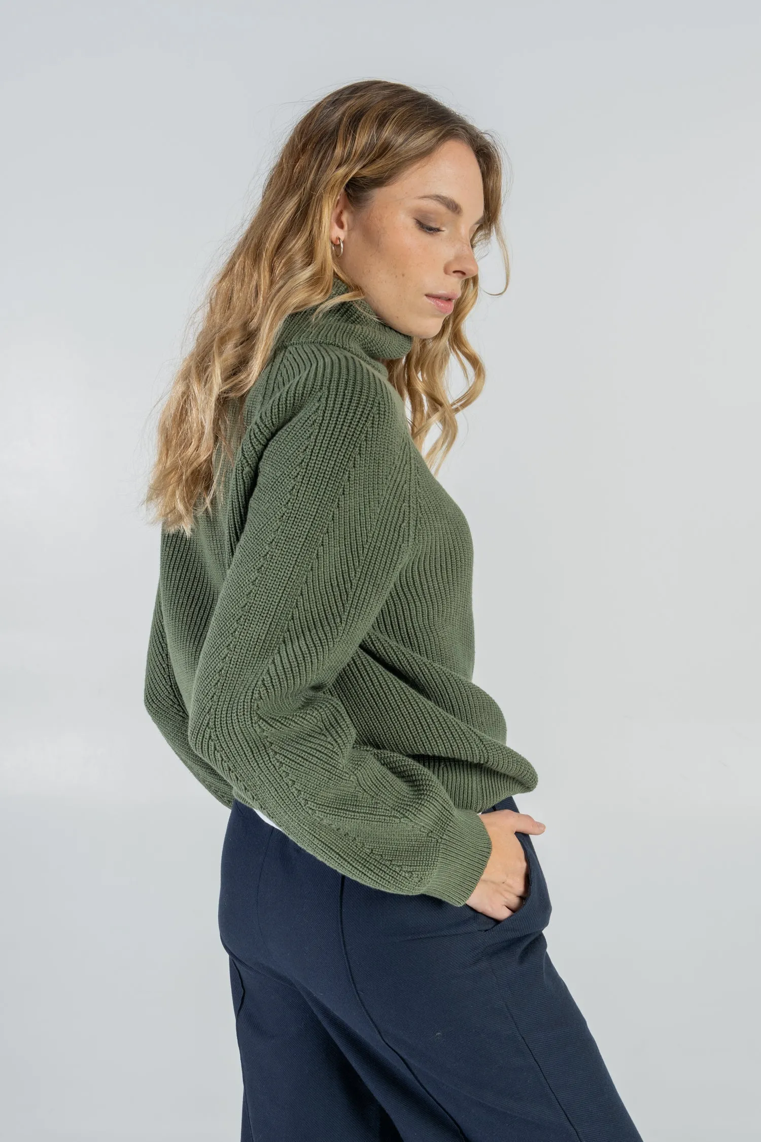 Organic Cotton Knitted Jumper Thyme Green