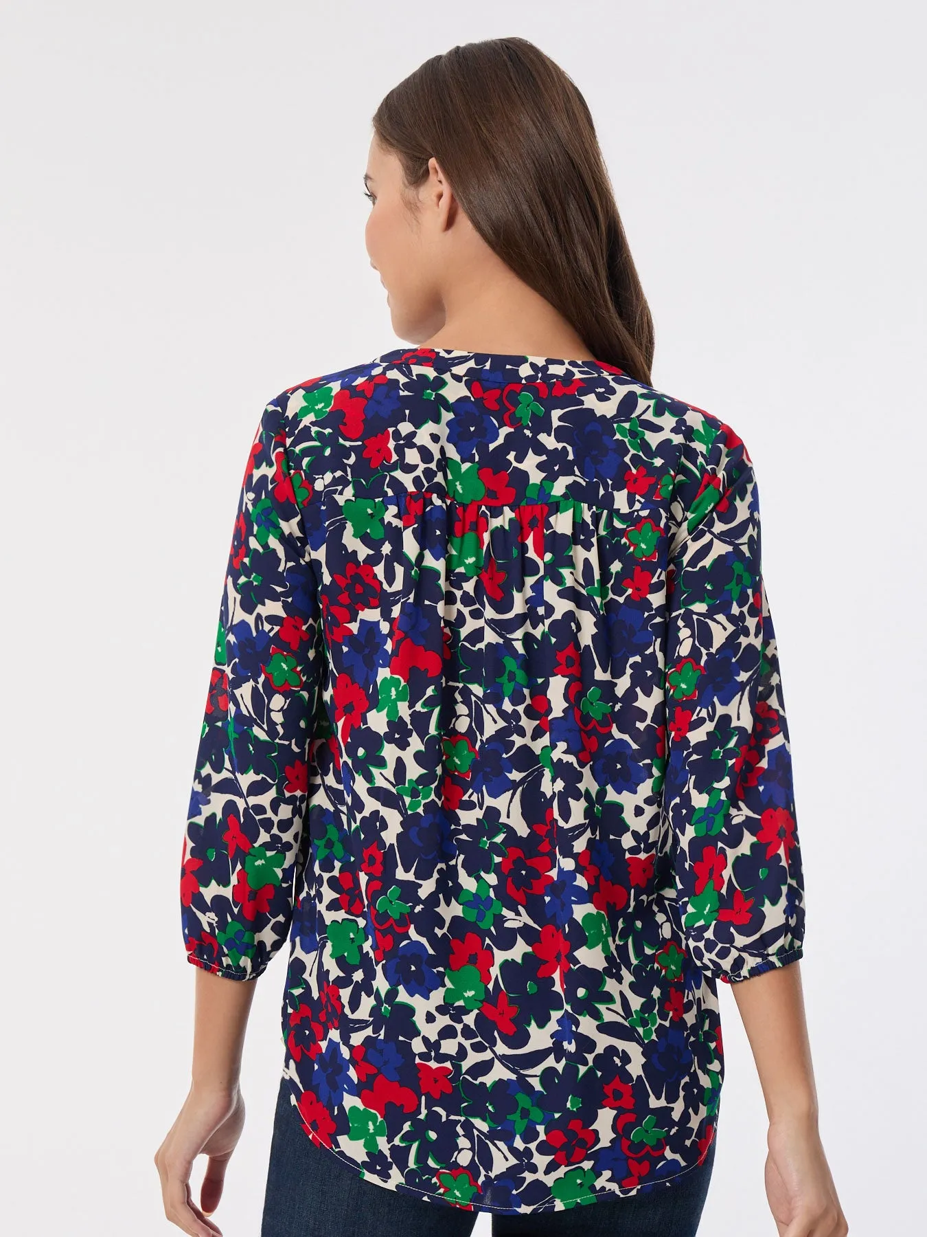 Printed V-Neck Pleated Kelly Blouse