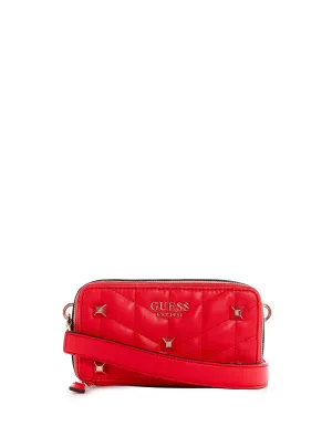 Red Brera Studded Mini Crossbody Camera Bag