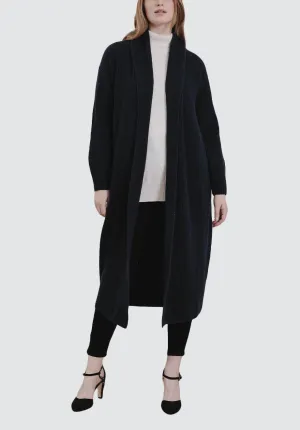 Ribbed Cashmere Coatigan | Black