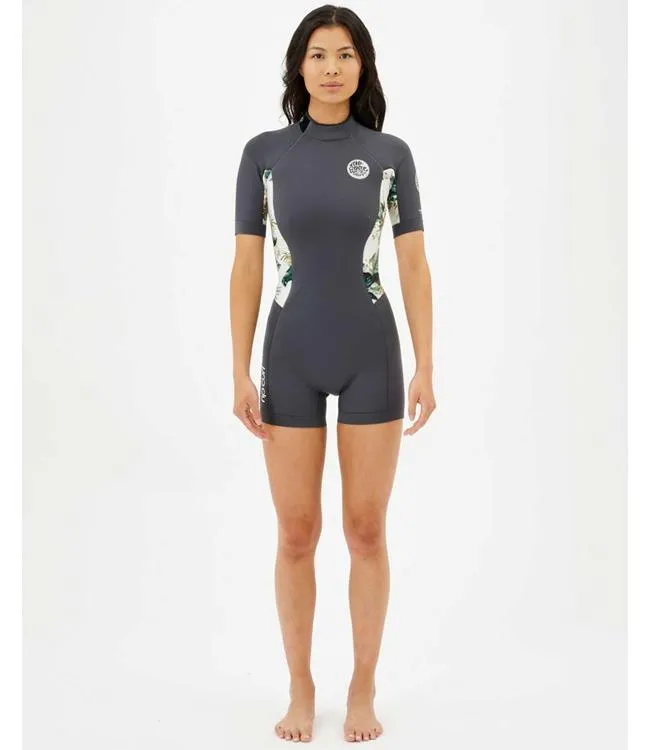 Ripcurl Dawn Patrol Womens Short Sleeve Springsuit (2023) - Charcoal