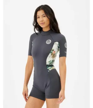 Ripcurl Dawn Patrol Womens Short Sleeve Springsuit (2023) - Charcoal