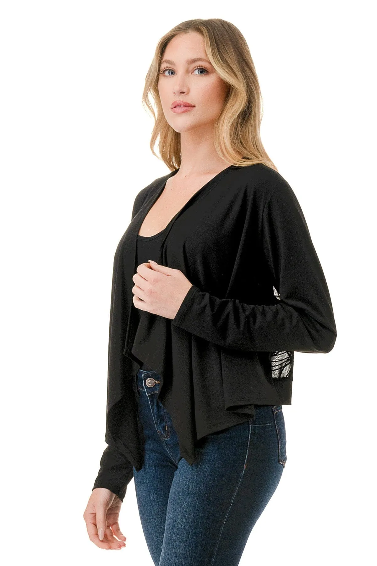 SHEER BACK SHORT CARDIGAN