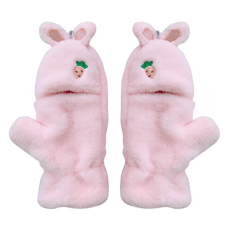 Strawbunny Plush Mittens