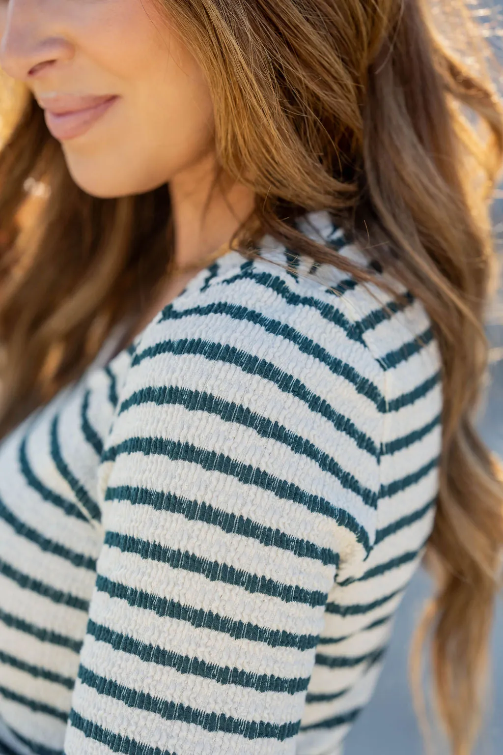 Textured Stripes Long Sleeve Tee