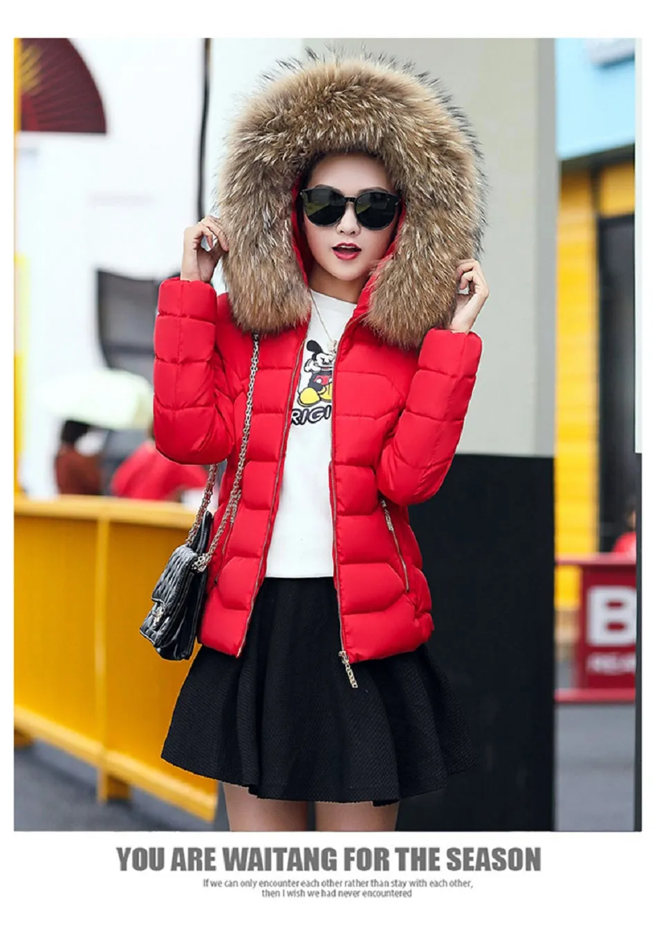 VenusFox Long Sleeve Faux Fur Hooded Parka Coats