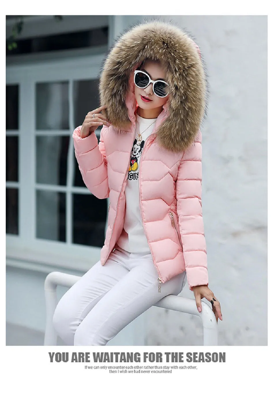 VenusFox Long Sleeve Faux Fur Hooded Parka Coats