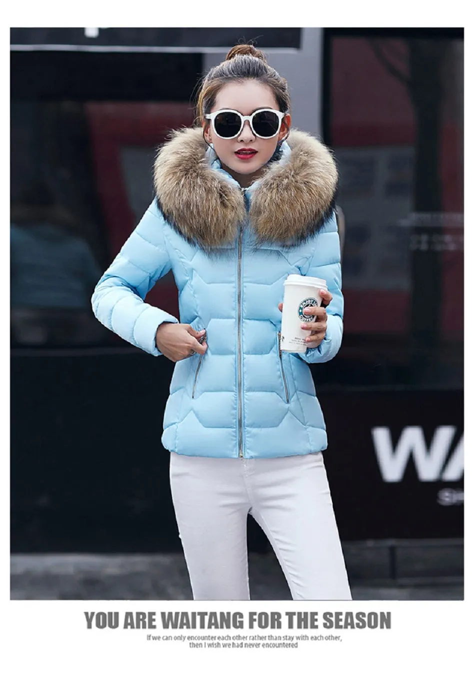 VenusFox Long Sleeve Faux Fur Hooded Parka Coats