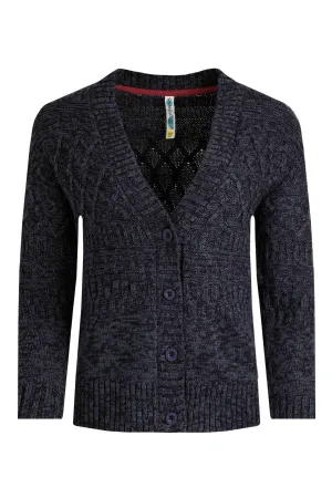 Weird Fish 16 Navy Amiens Eco Mixed Stitch Cardigan