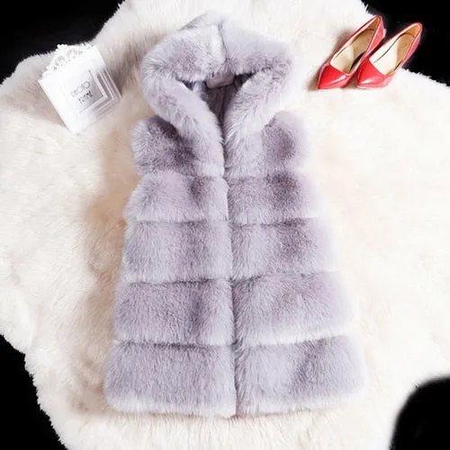 Winter Sleeveless Artificial Fox Fur Coat Gilet