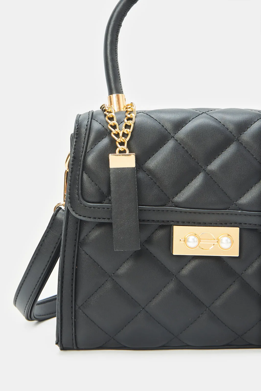 Women Black Quilted Day Bag