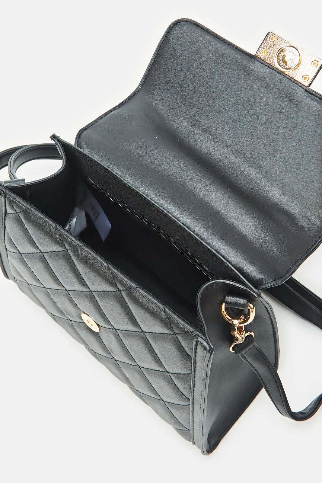 Women Black Quilted Day Bag