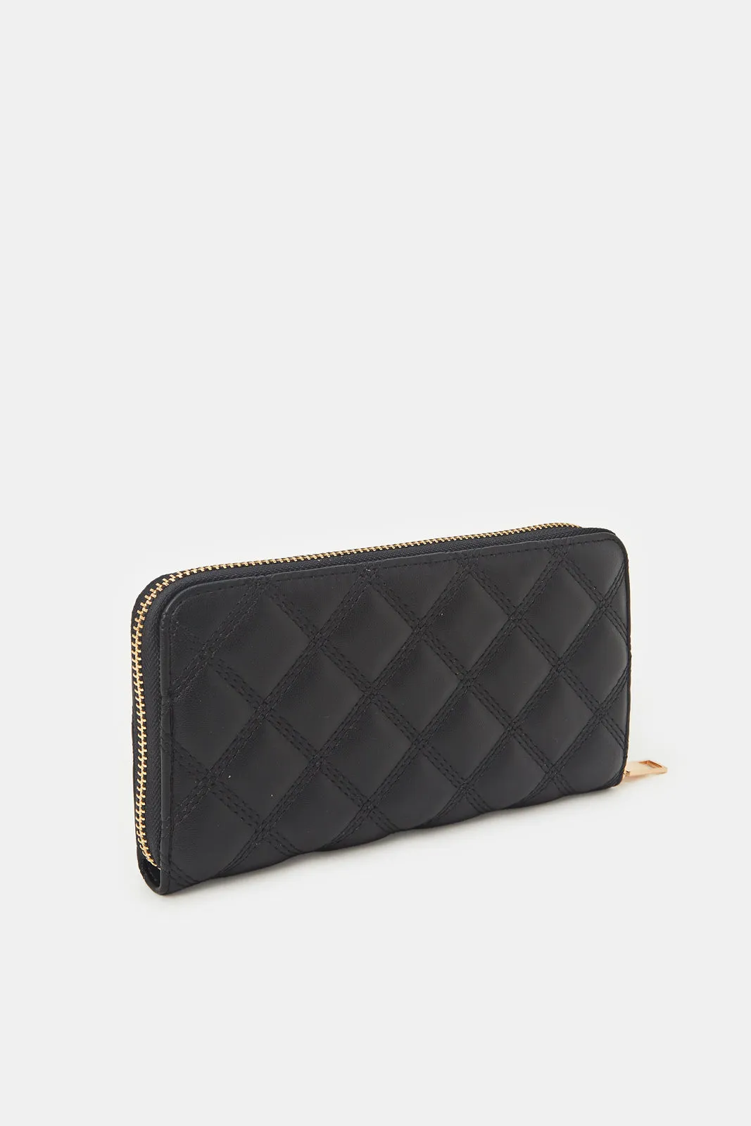 Women Black Quilted Wallet