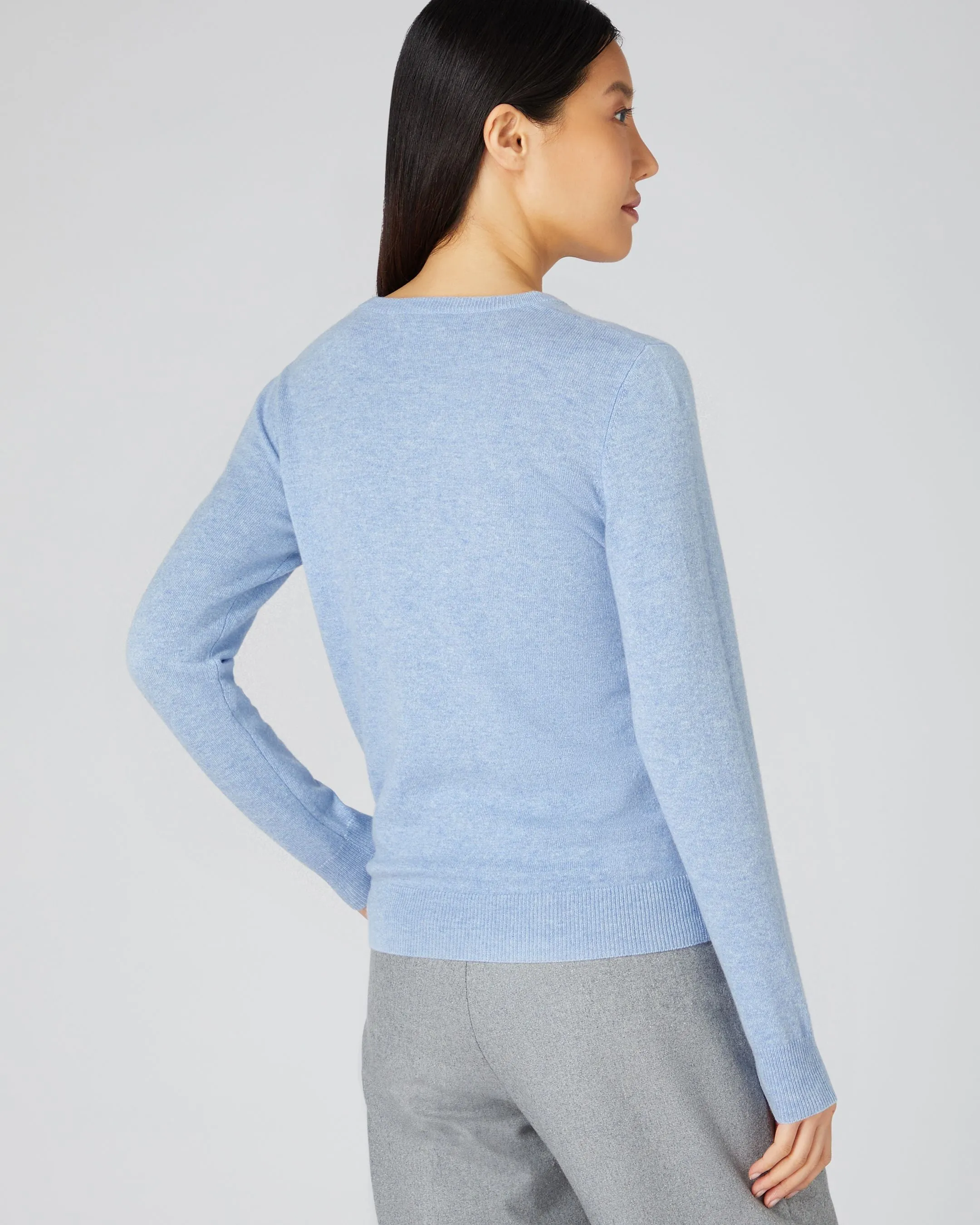 Women's Evie Classic Round Neck Cashmere Jumper Cornflower Blue